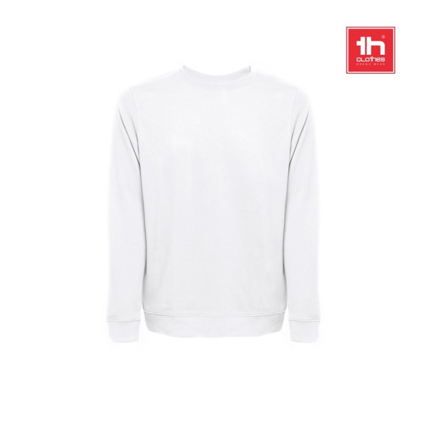 THC COLOMBO WH. Sweatshirt (unisex) aus italienischem Frottee ohne Krempel. Weiße Farbe